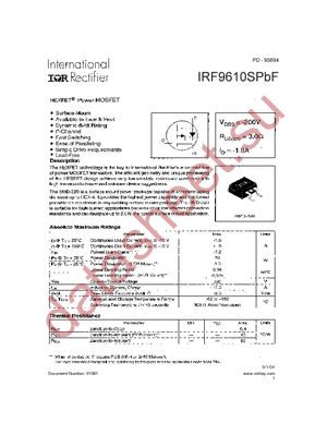IRF9610SPBF datasheet  